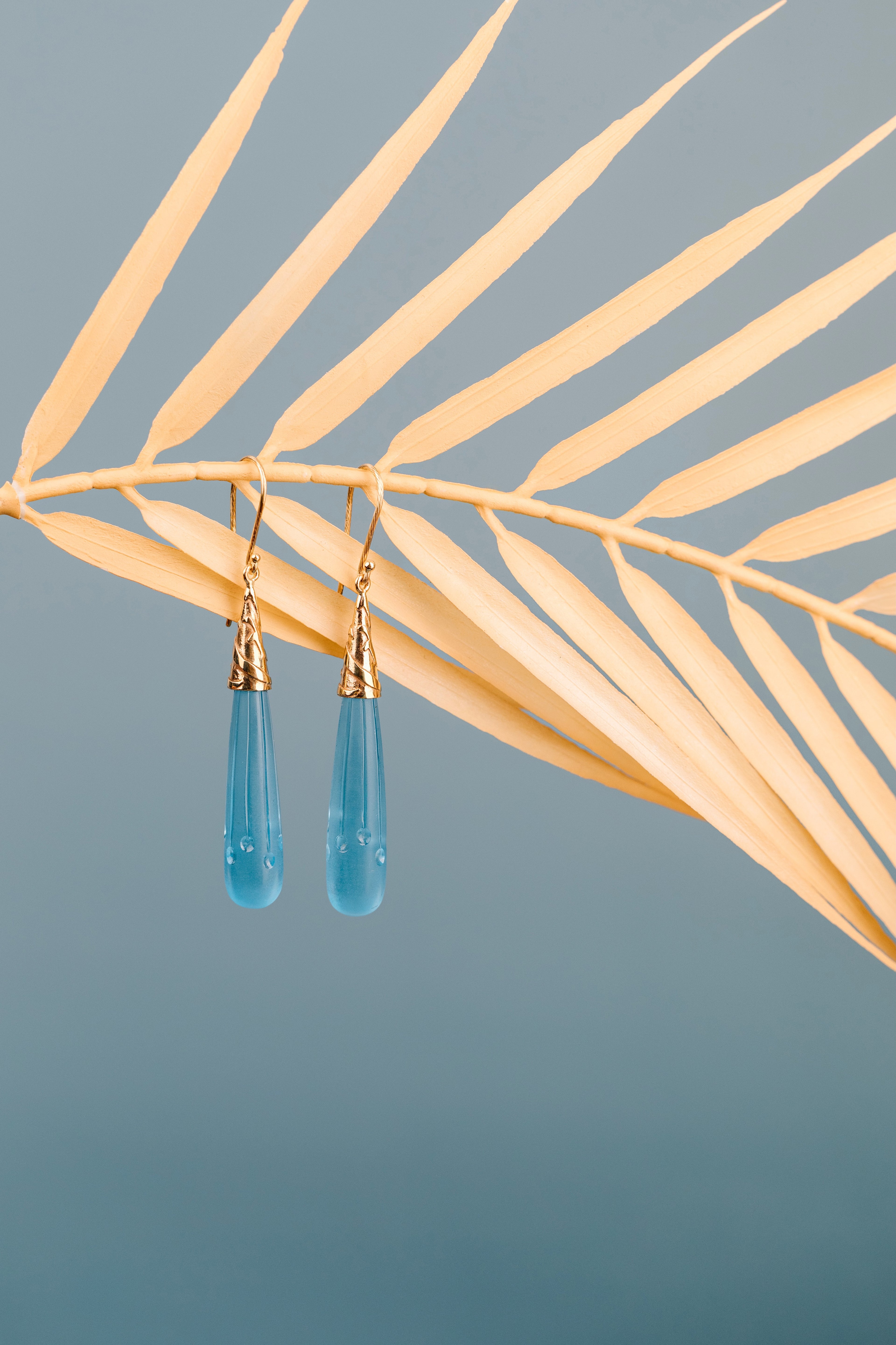 Blue Topaz Carved Drops