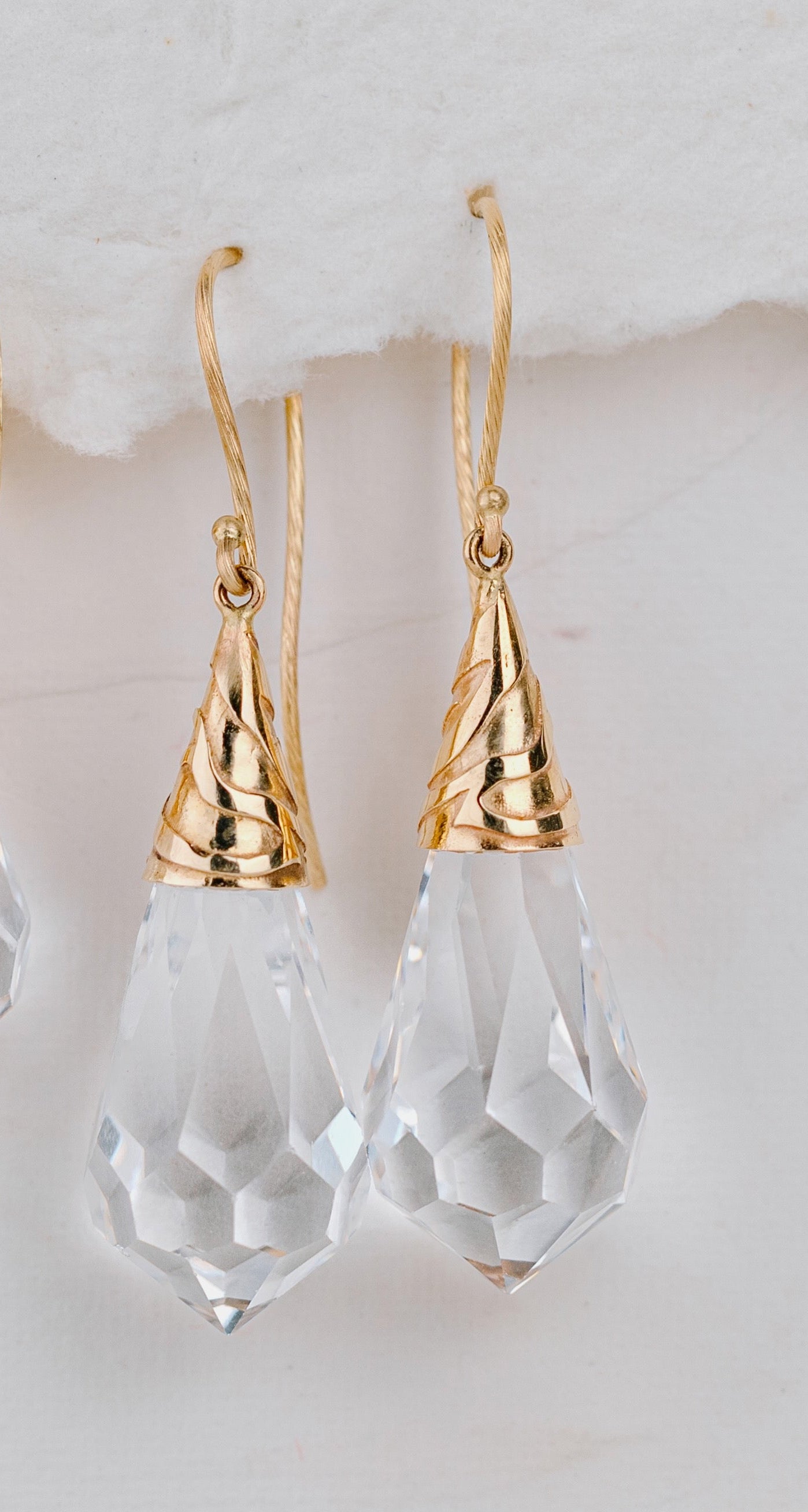 Crystal & 14K Yellow Gold Earrings