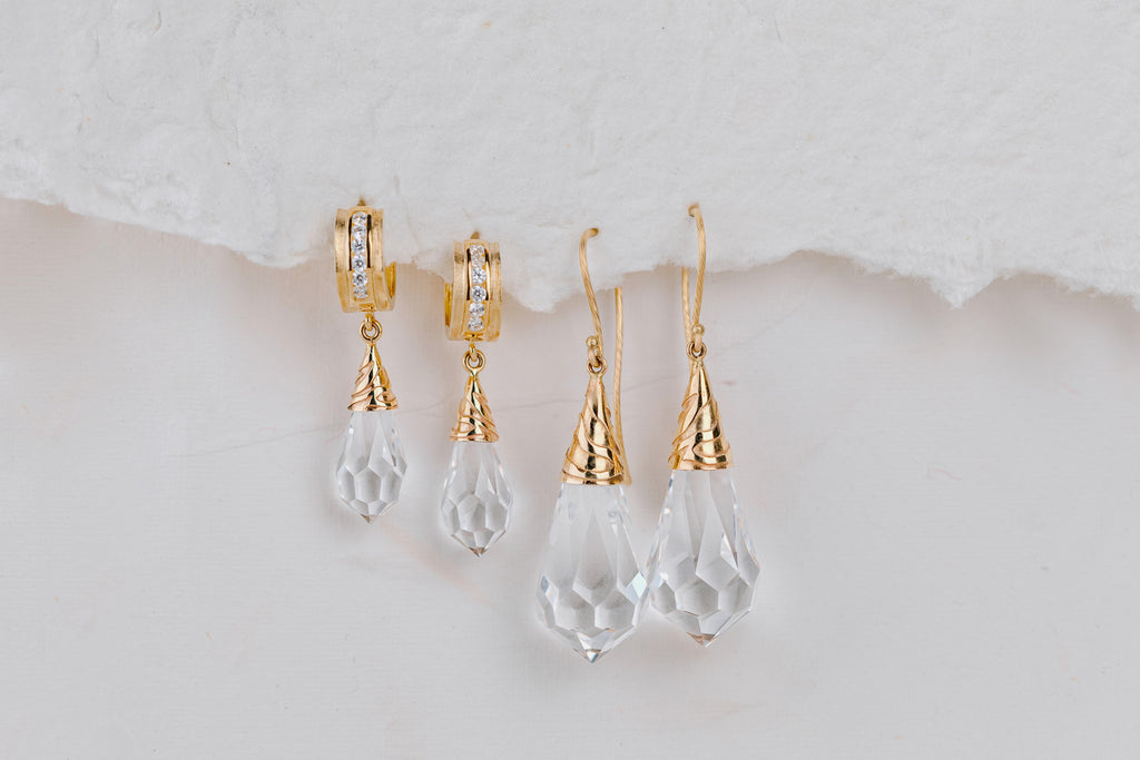 Crystal & 14K Yellow Gold Earrings