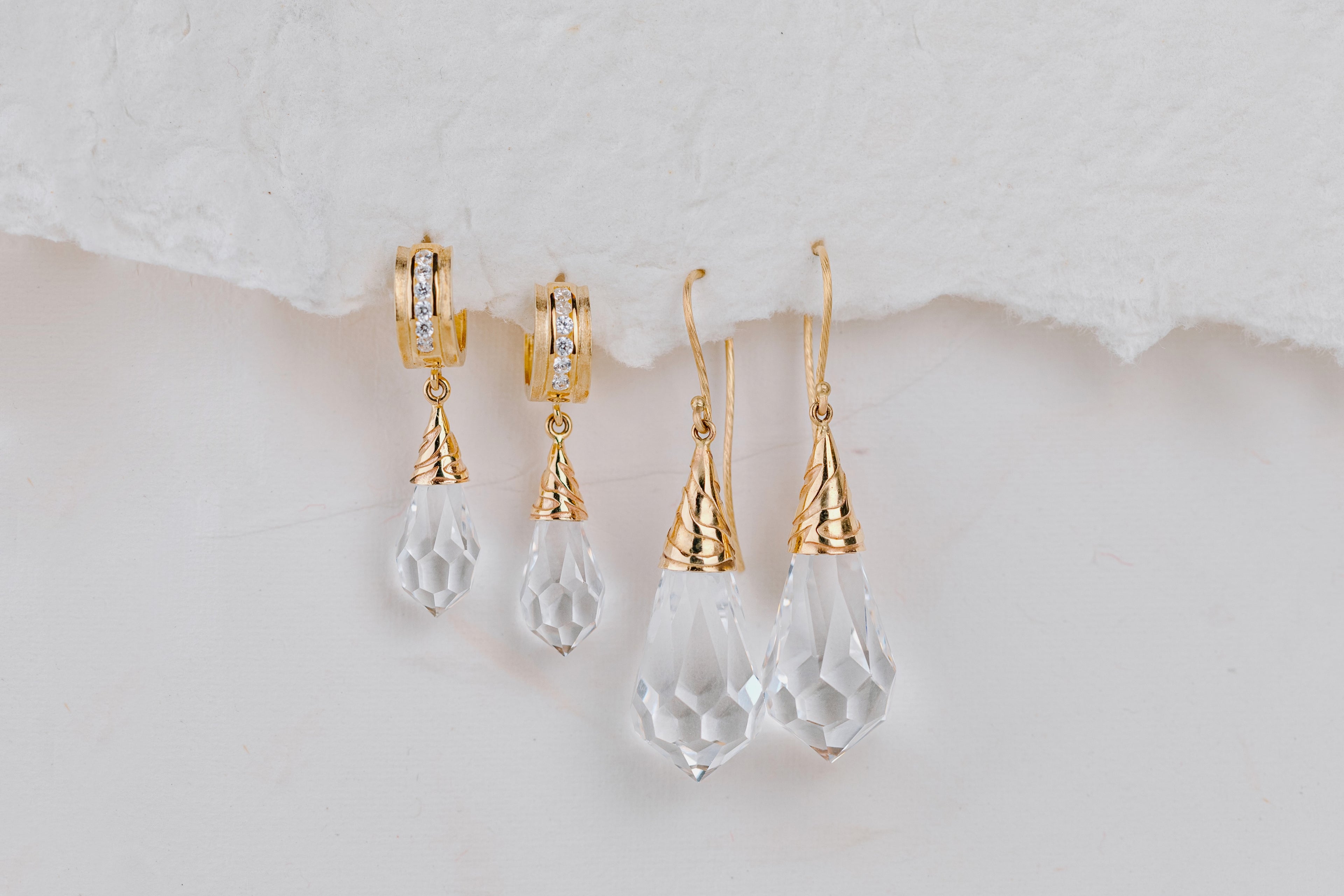 Crystal & 14K Yellow Gold Earrings