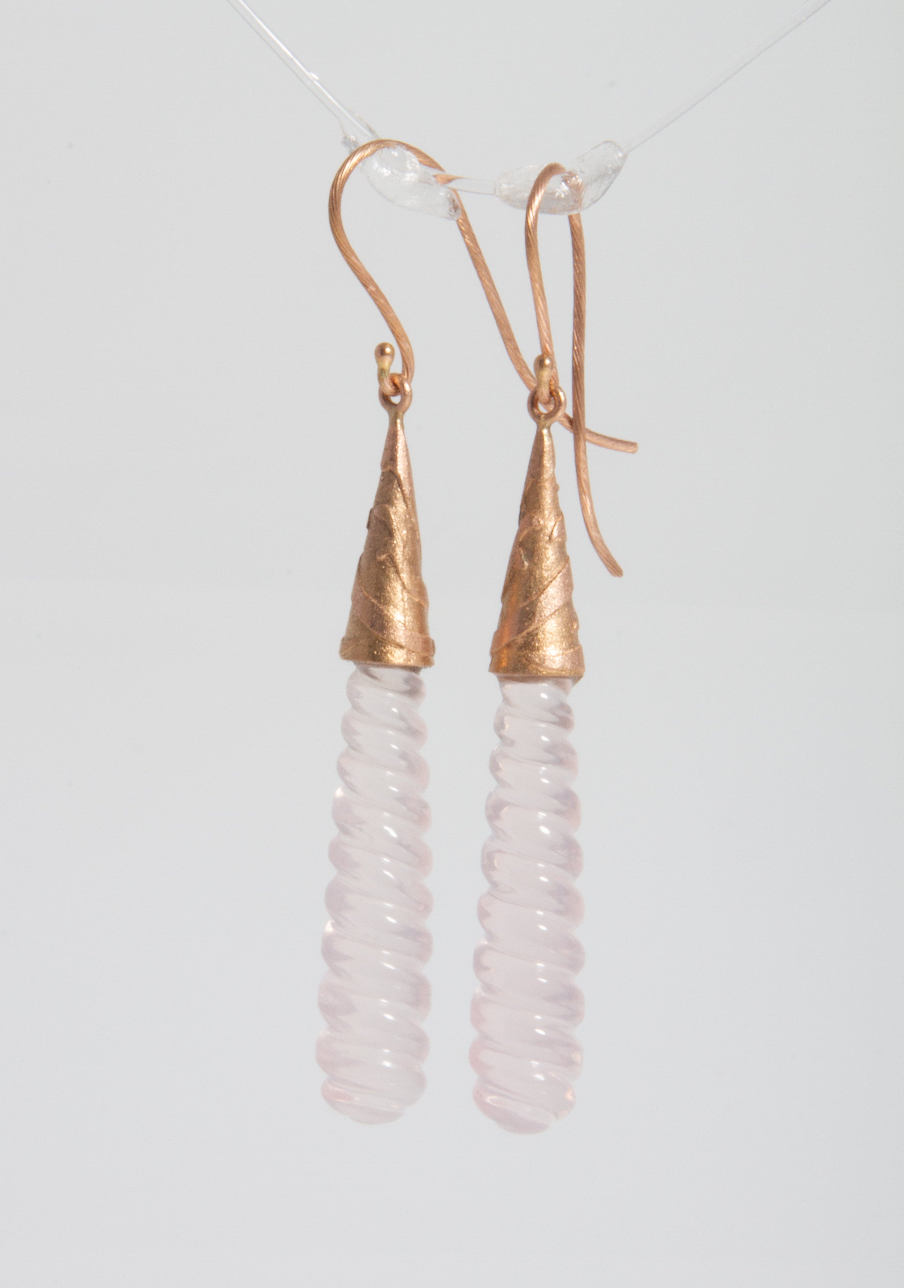 Spiral Rose Quartz & Rose Gold Earrings