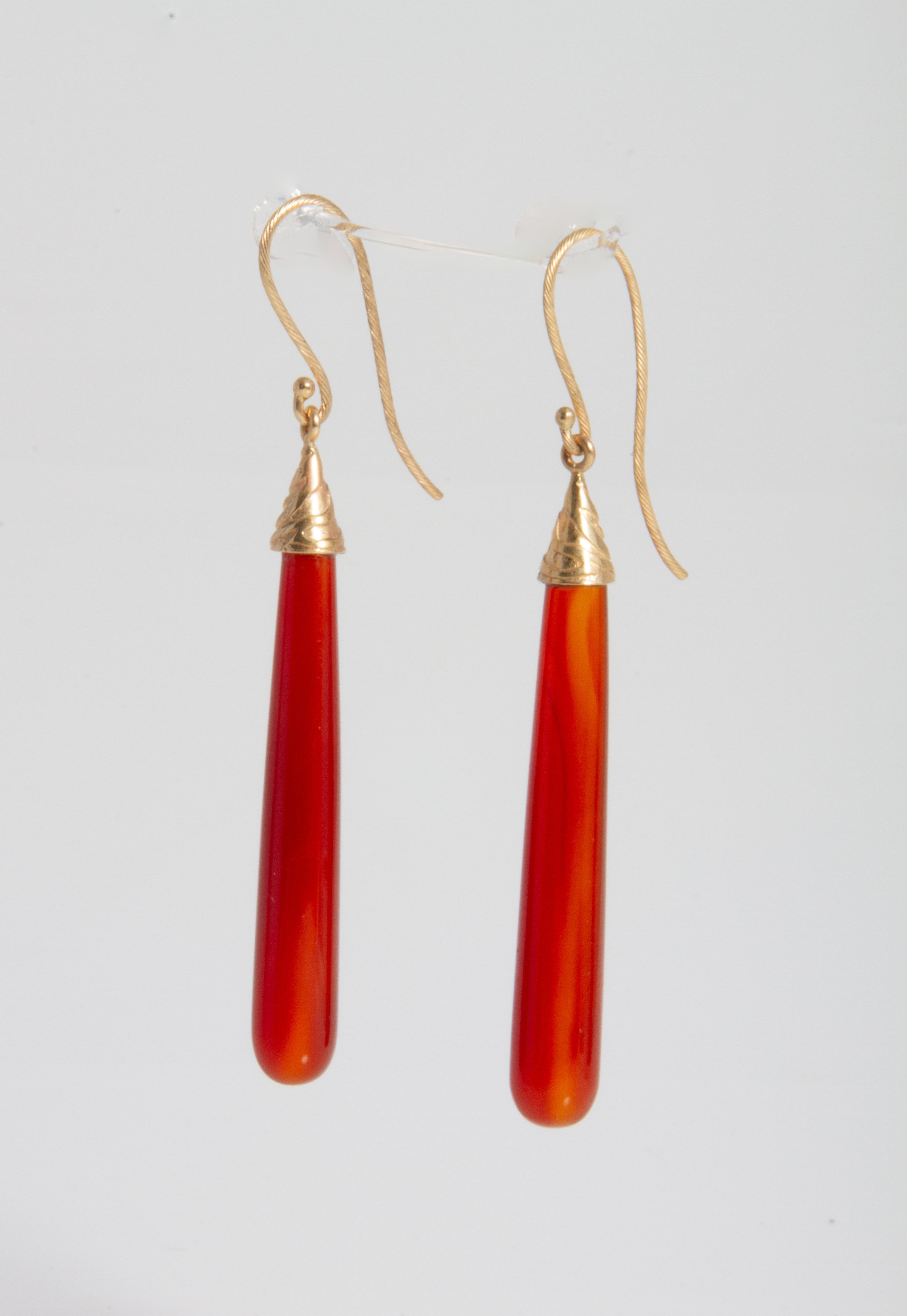 Carnelian drops with 14K Yellow Gold